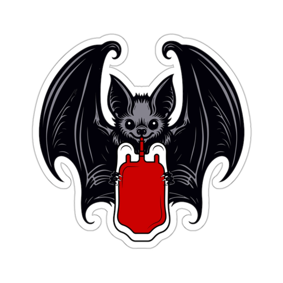 Vampire Bat Drinking Blood Bag Vinyl Sticker