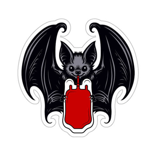 Vampire Bat Drinking Blood Bag Vinyl Sticker