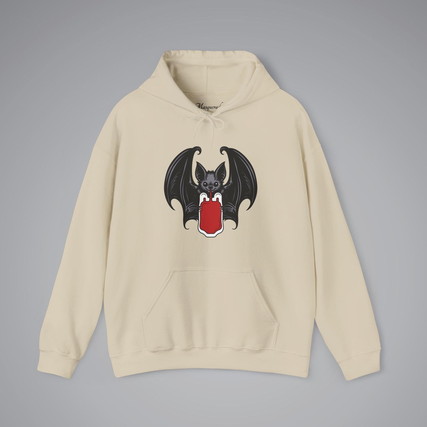 Vampire Bat Drinking Blood Bag Hooded Sweatshirt