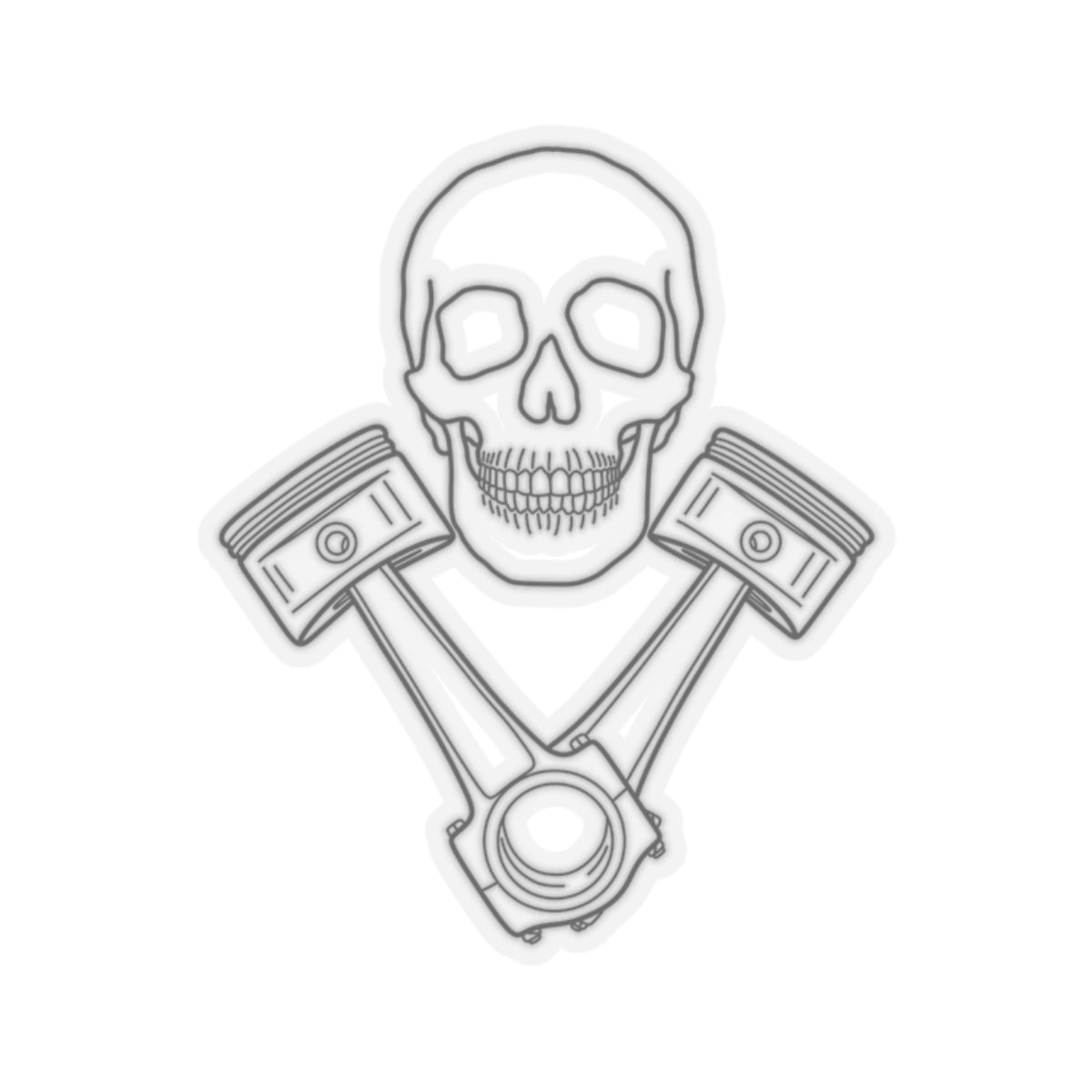 Skull and Pistons Vinyl Sticker