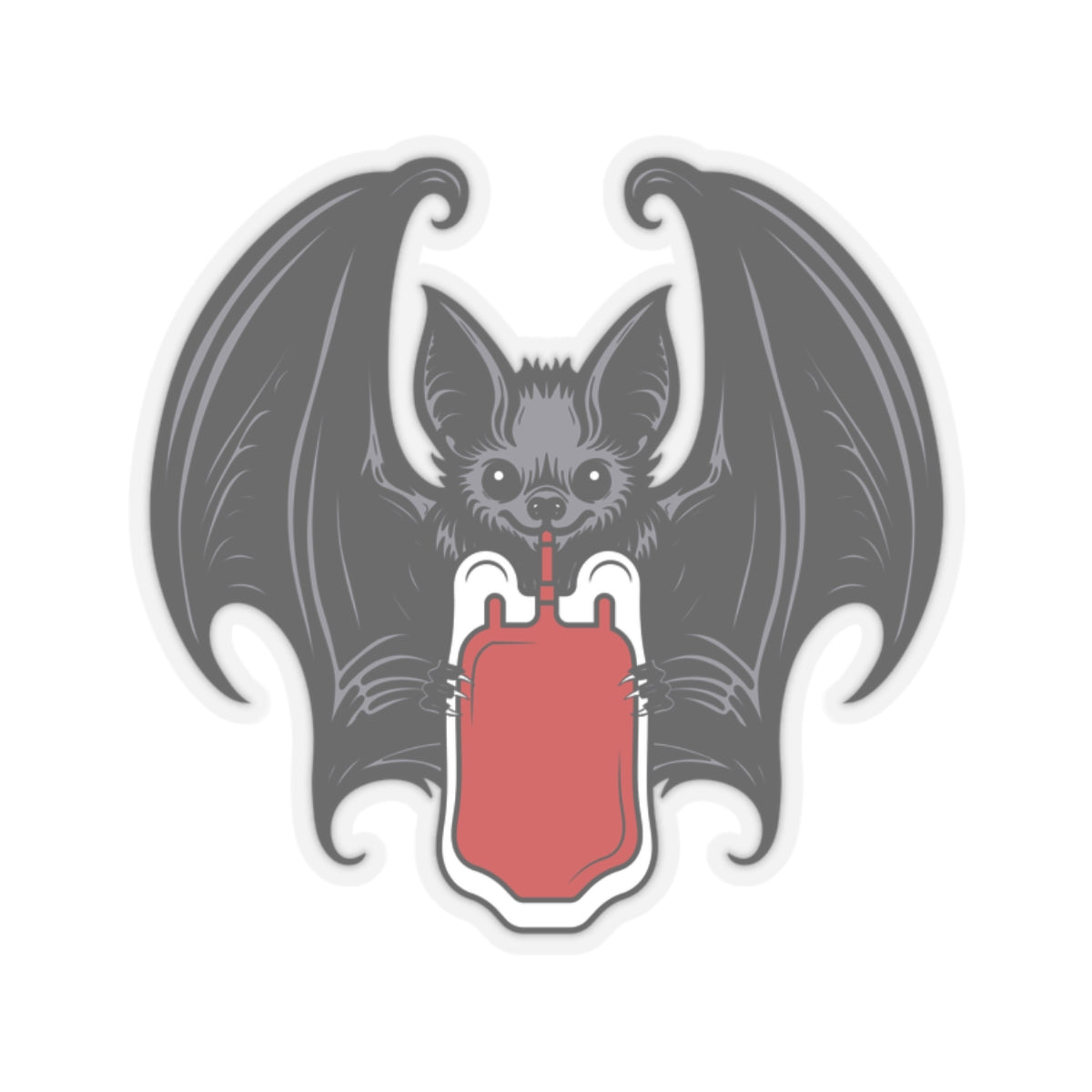 Vampire Bat Drinking Blood Bag Vinyl Sticker