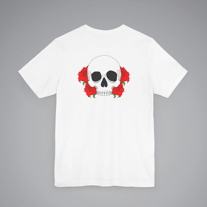 Skull With Roses on Back Crew Neck Short Sleeve Tee