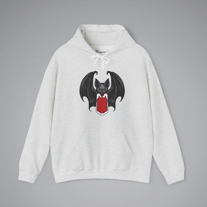 Vampire Bat Drinking Blood Bag Hooded Sweatshirt