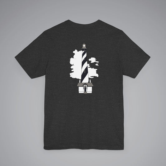 Black and White Lighthouse Crew Neck Short Sleeve Tee