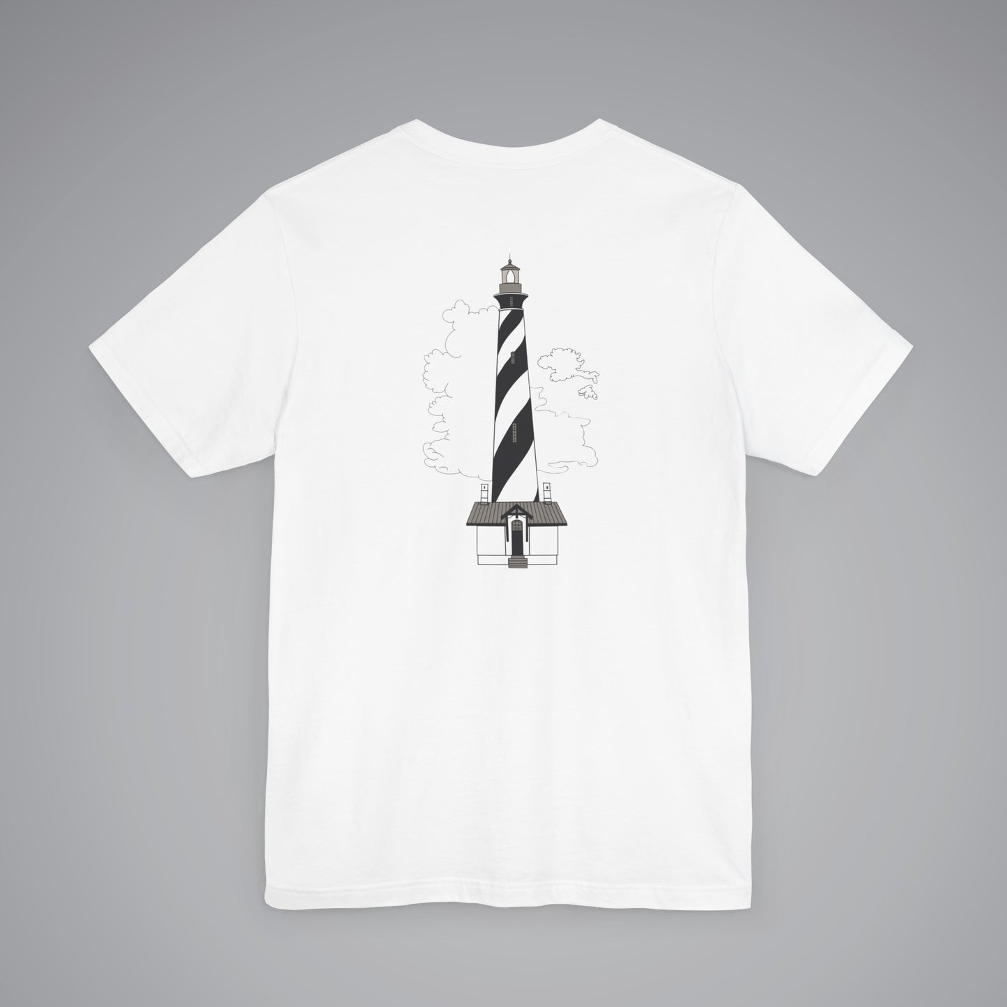 Black and White Lighthouse Crew Neck Short Sleeve Tee