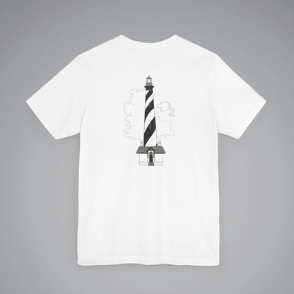 Black and White Lighthouse Crew Neck Short Sleeve Tee