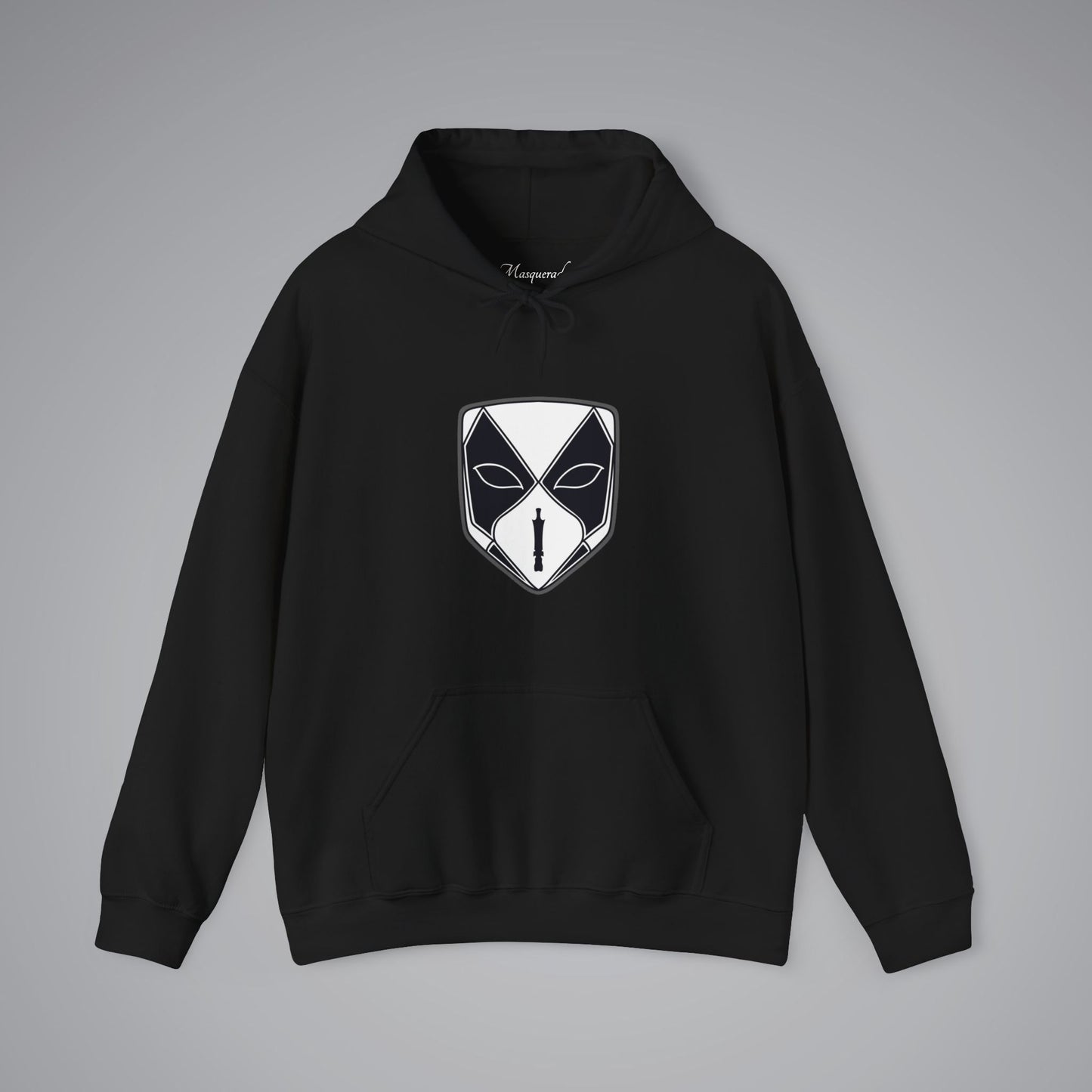 Black and White Venetian Bauta Mask Hooded Sweatshirt