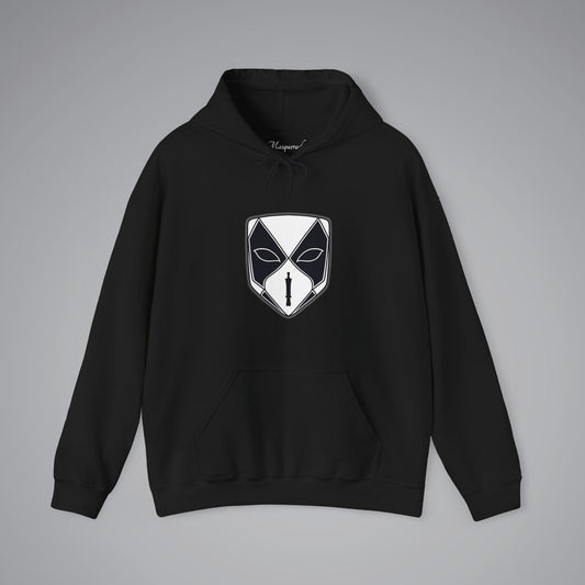 Black and White Venetian Bauta Mask Hooded Sweatshirt