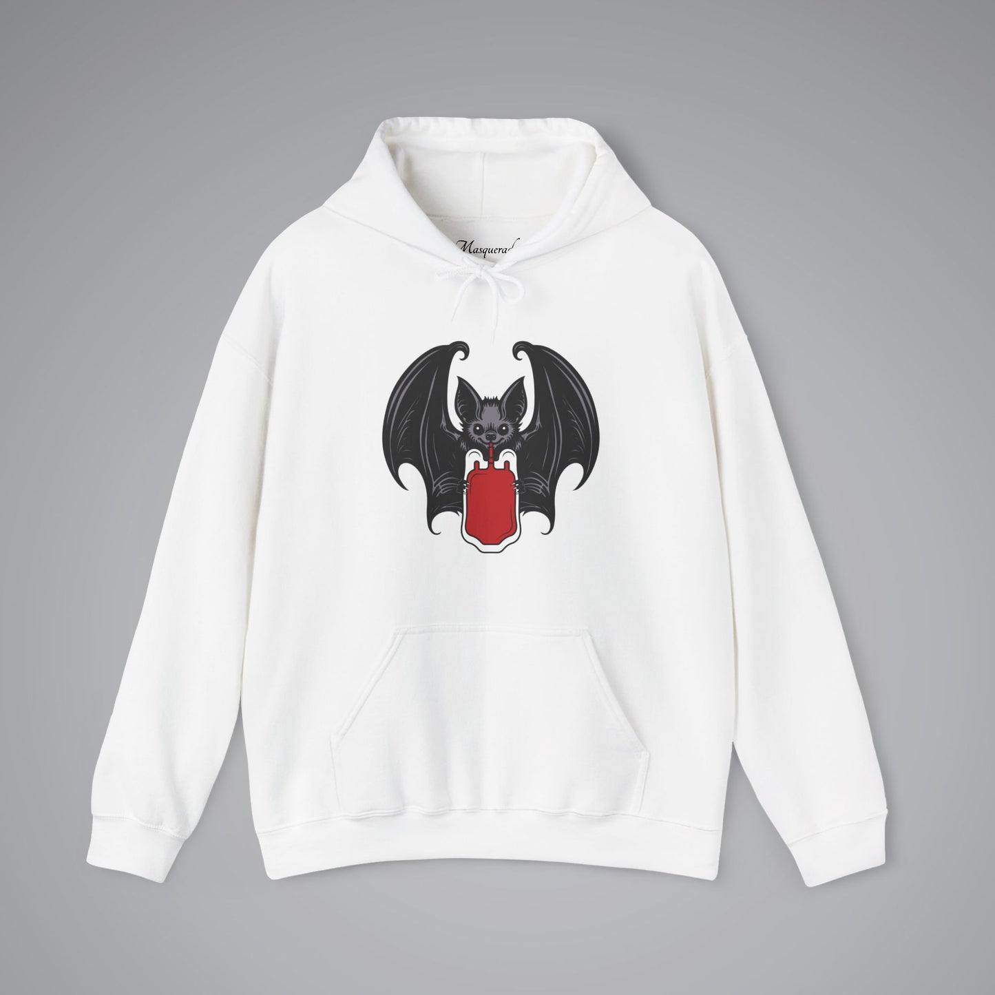 Vampire Bat Drinking Blood Bag Hooded Sweatshirt