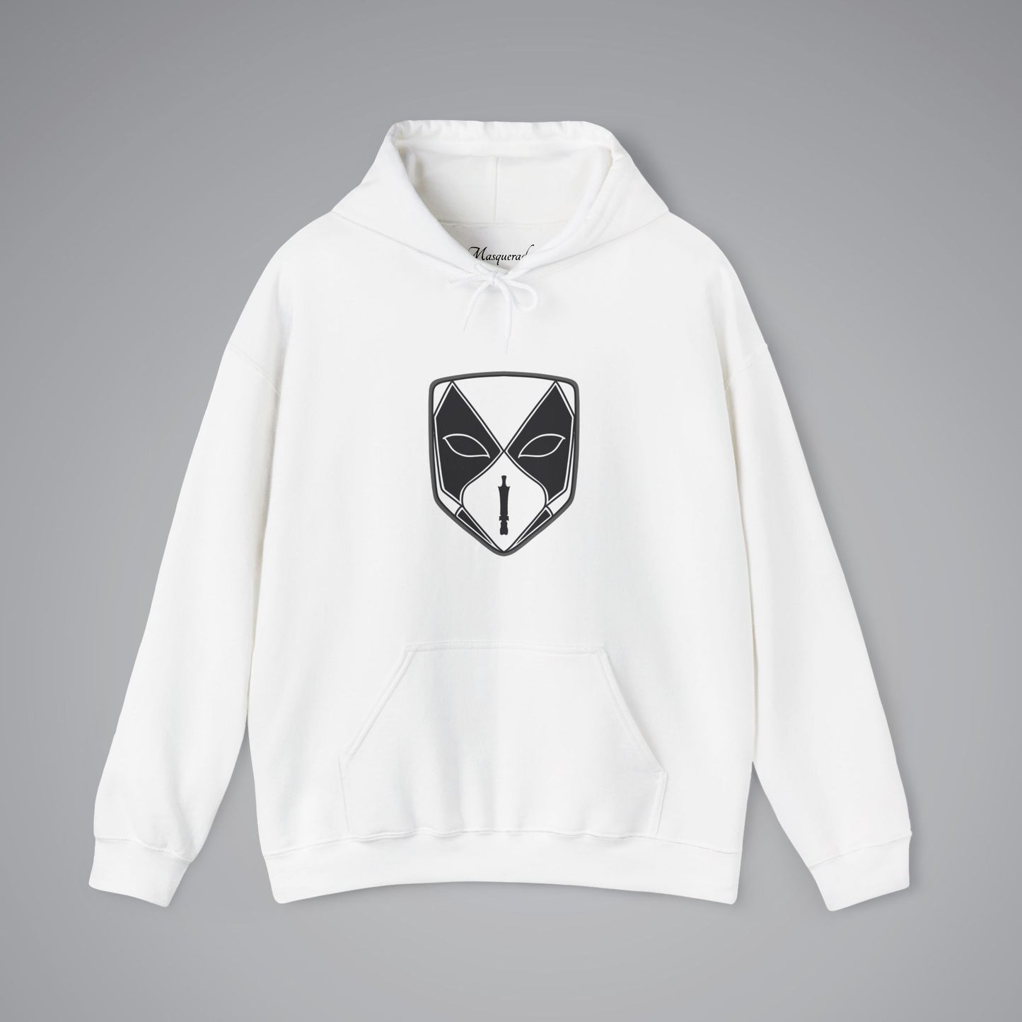 Black and White Venetian Bauta Mask Hooded Sweatshirt