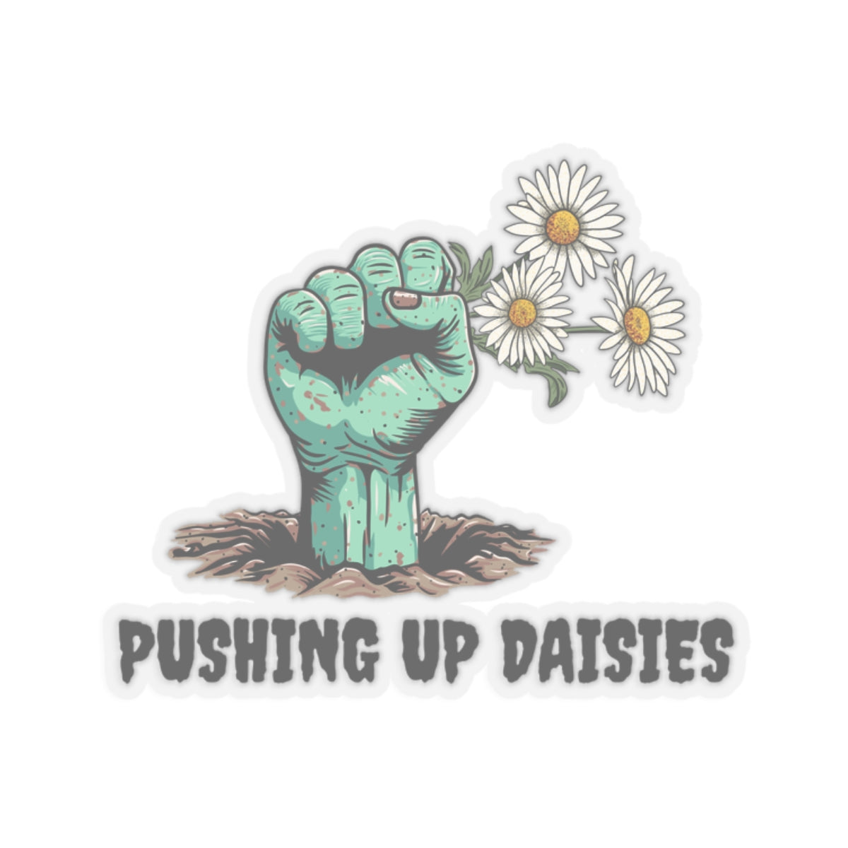 Zombie Hand Pushing Up Daisies Vinyl Sticker