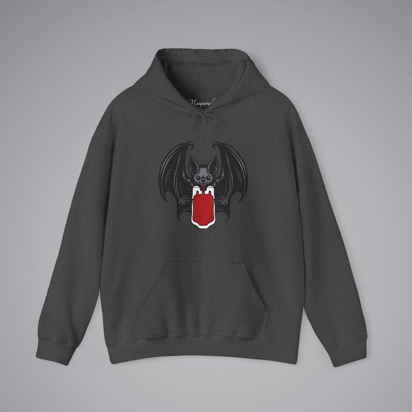 Vampire Bat Drinking Blood Bag Hooded Sweatshirt