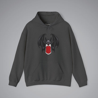 Vampire Bat Drinking Blood Bag Hooded Sweatshirt