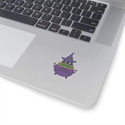 Witch Kitty and Bubbling Cauldron Vinyl Sticker