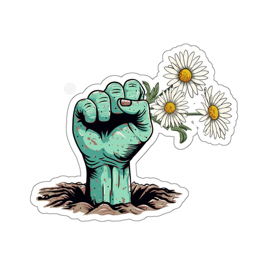 Zombie Hand and Daisies Vinyl Sticker