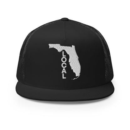 White Stitching: Florida Local Flat Billed SnapBack Trucker Cap