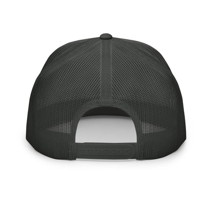 White Stitching: Mountains, I Want To Be Where The People Aren't Flat Billed SnapBack Trucker Cap