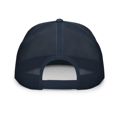 Black Stitching: Mountains, I Want To Be Where The People Aren't Flat Billed SnapBack Trucker Cap