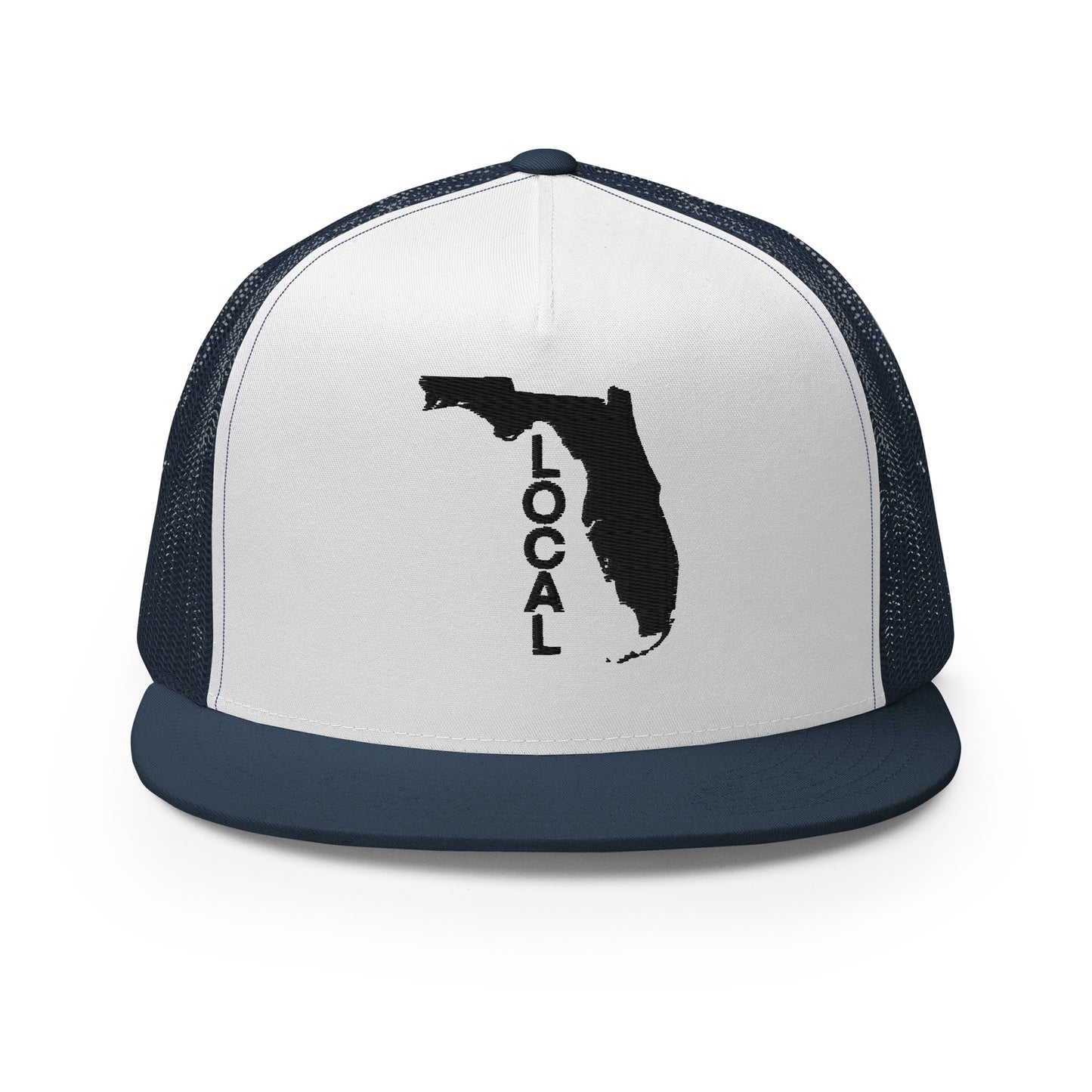 Black Stitching: Florida Local Flat Billed SnapBack Trucker Cap