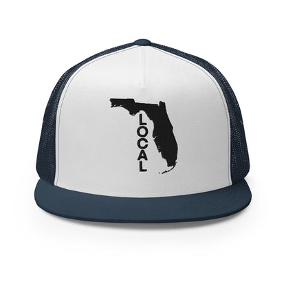 Black Stitching: Florida Local Flat Billed SnapBack Trucker Cap