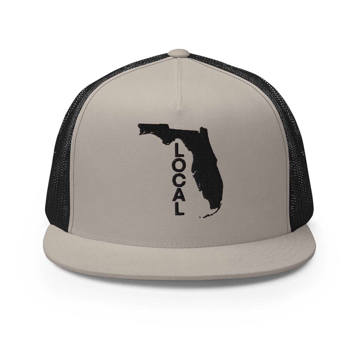 Black Stitching: Florida Local Flat Billed SnapBack Trucker Cap