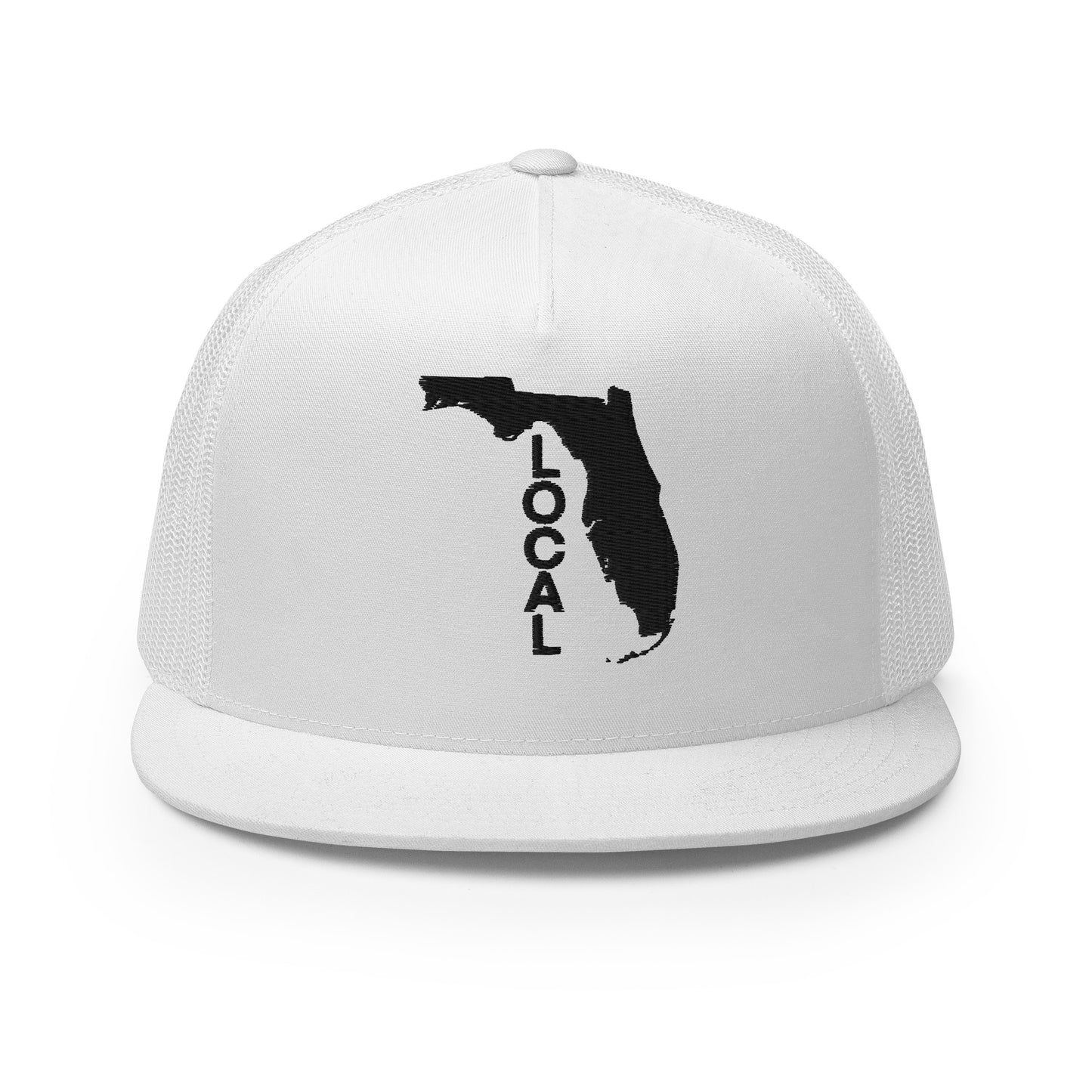 Black Stitching: Florida Local Flat Billed SnapBack Trucker Cap