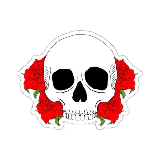 Skull With Roses Vinyl Sticker