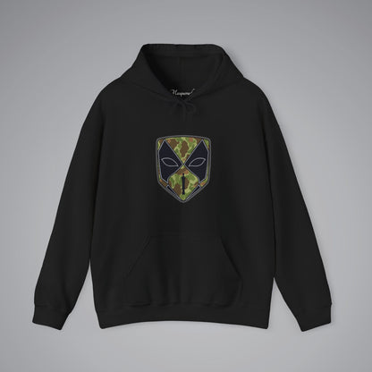 Green Camouflage Venetian Bauta Mask Hooded Sweatshirt