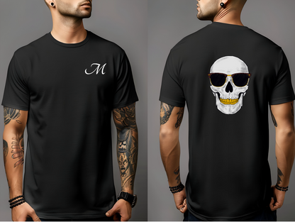 Skull With Sunglasses Crew Neck Short Sleeve Shirt