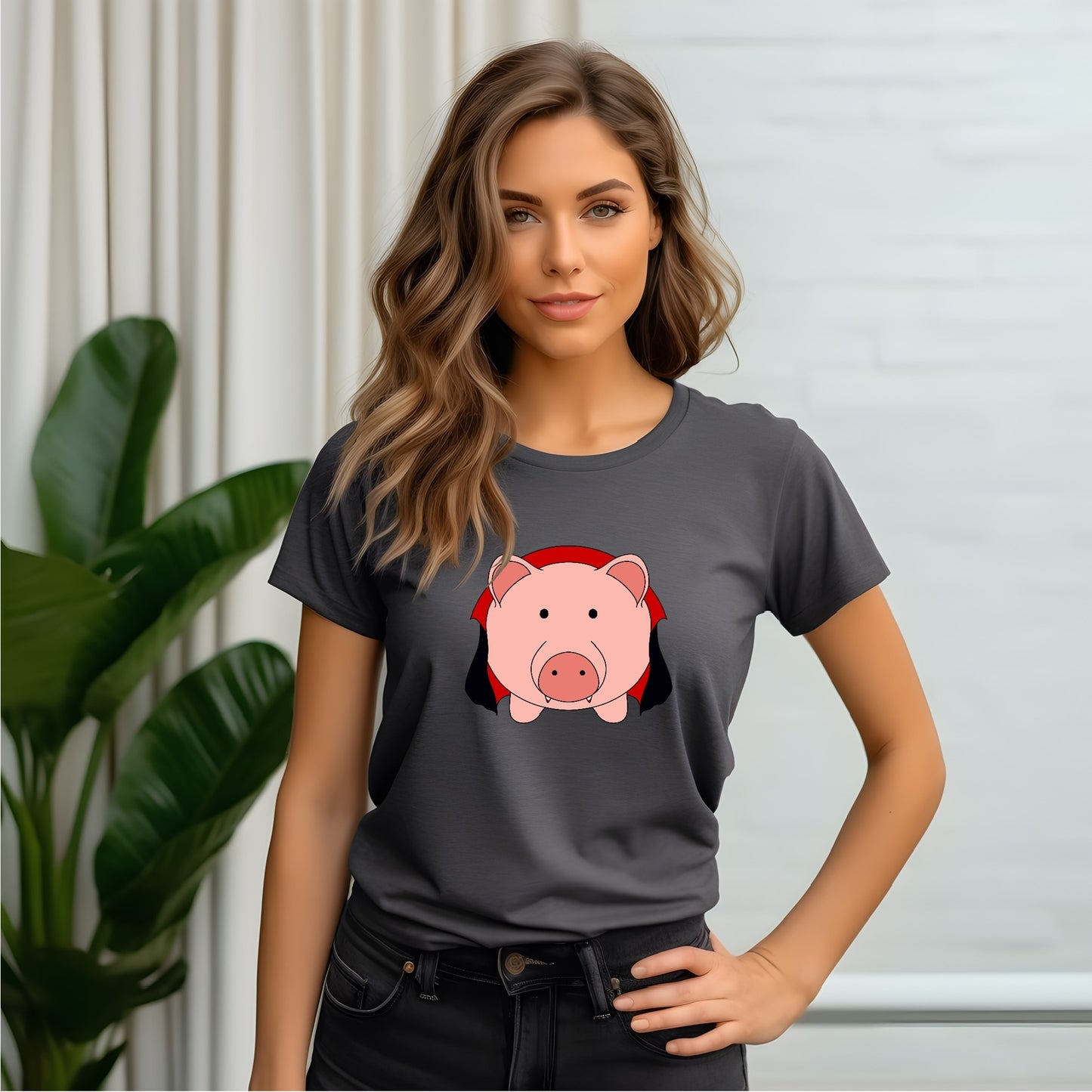 Count Porkula on Front Crew Neck Short Sleeve Tee