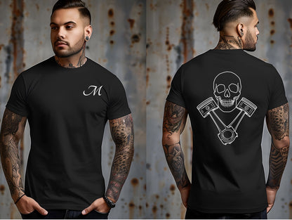 Skull and Pistons Crew Neck Short Sleeve Tee