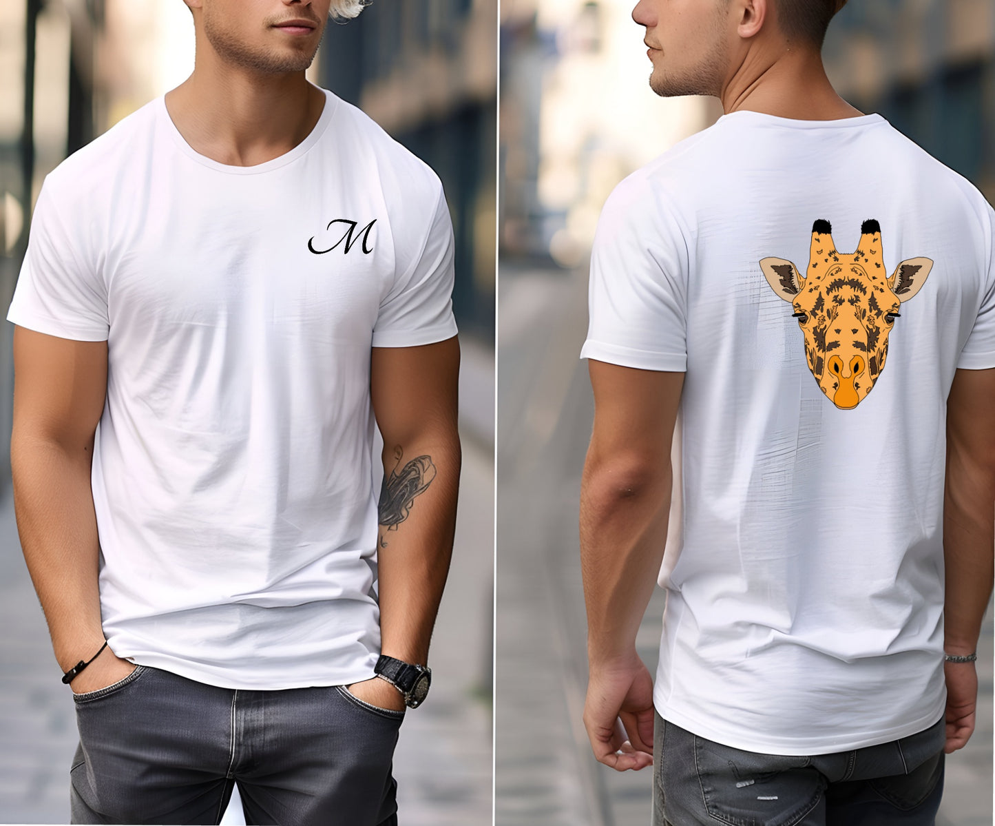 Giraffe Crew Neck Short Sleeve Tee