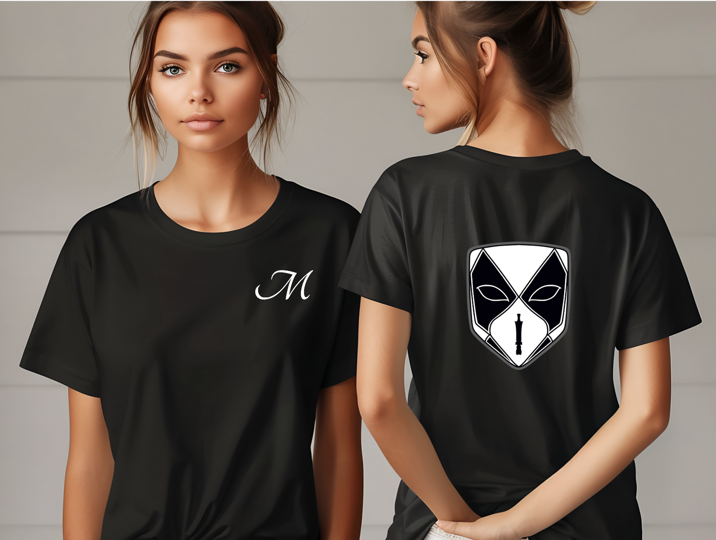 Black and White Venetian Bauta Mask Crew Neck Shirt