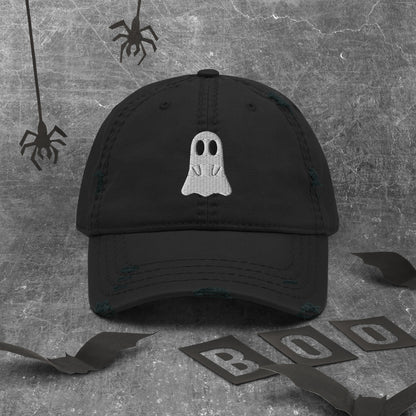 Ghost Distressed Curved Bill Hat