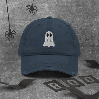 Ghost Distressed Curved Bill Hat